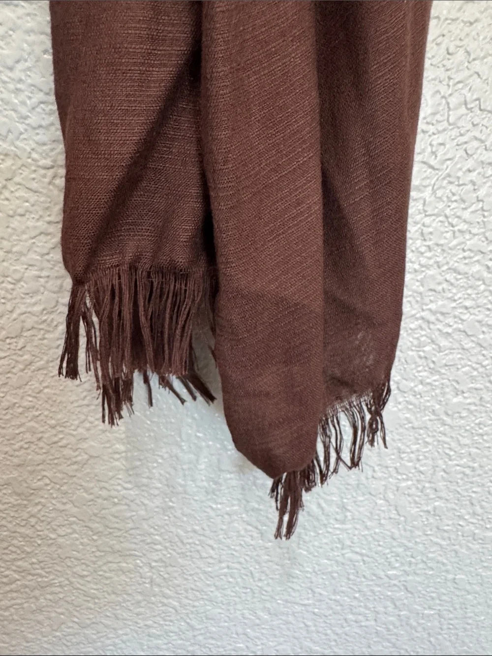 Long Fringe Scarf in Deep Brown